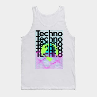 TECHNO  - Grid Globe (Black/lime/pink/blue) Tank Top